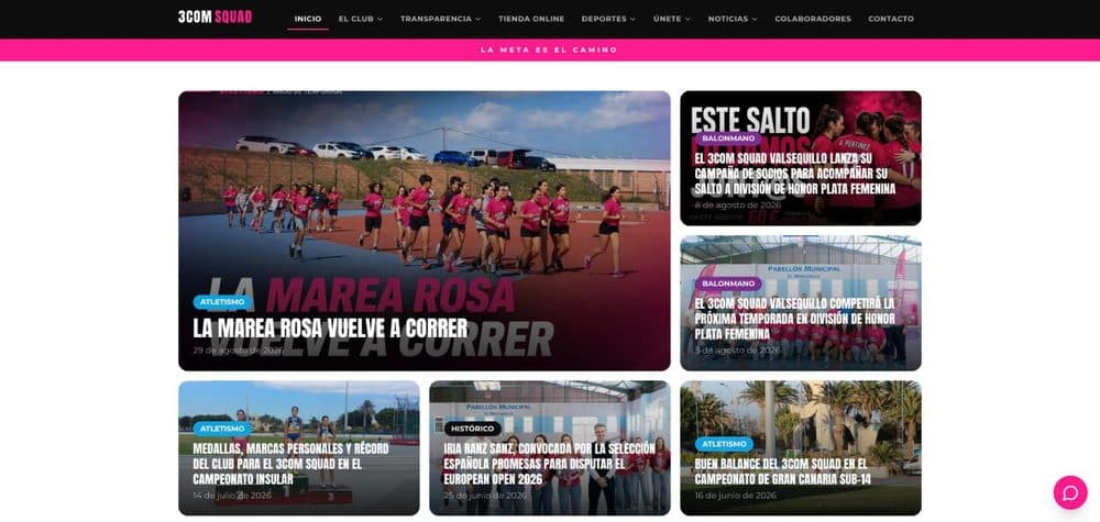 Web del club deportivo 3COM Squad desarrollada por 3com
