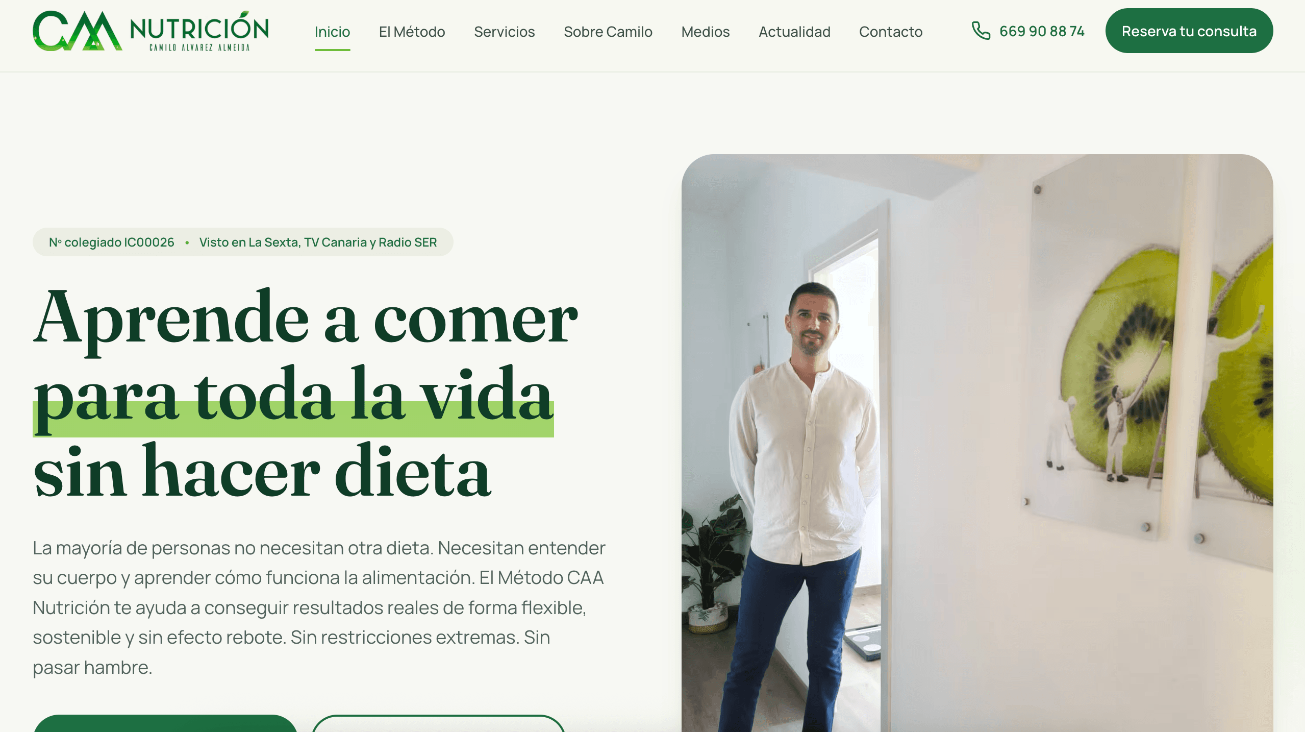 Web de CAA Nutrición desarrollada por 3com