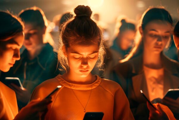 Muchas chicas mirando el teléfono este es el impacto de la economía de la atención